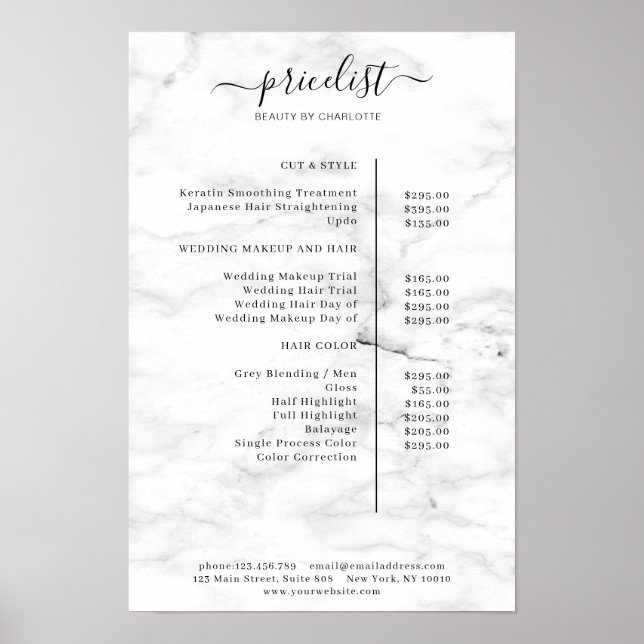 Modern Marble Price List Poster (Front)