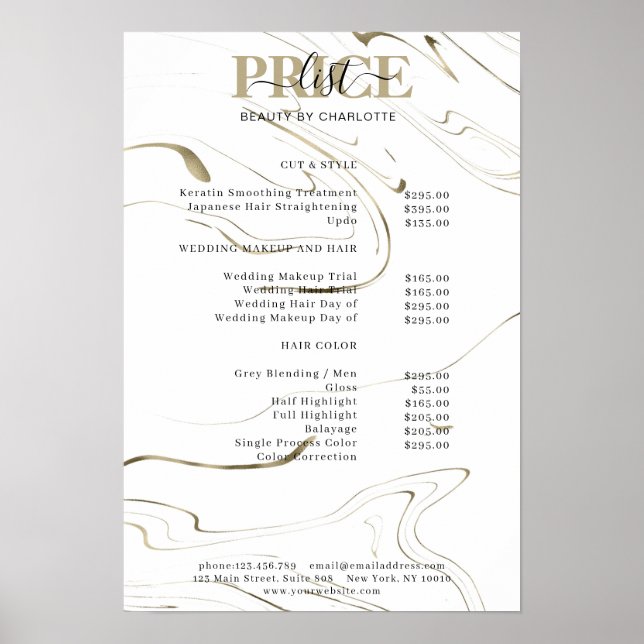 Modern Marble Price List Poster (Front)