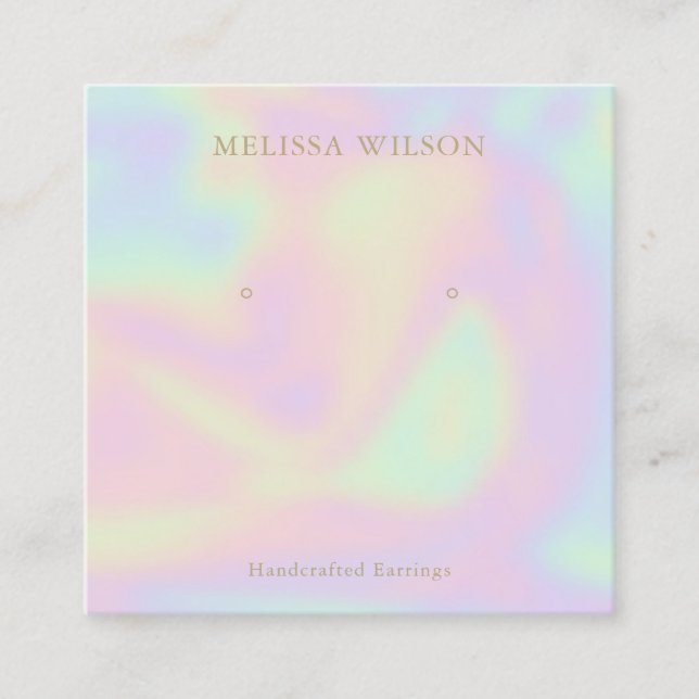 Modern marble rainbow script lampshade square business card (Front)