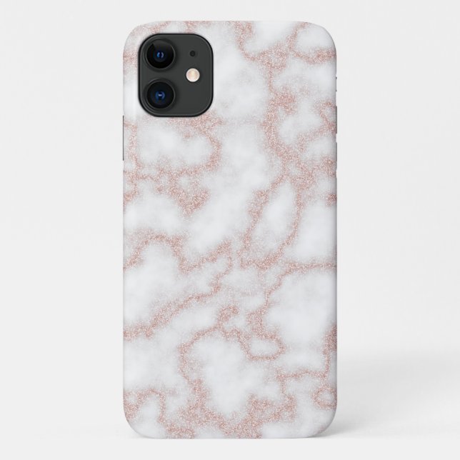 Modern marble rose gold glitter Case-Mate iPhone case (Back)