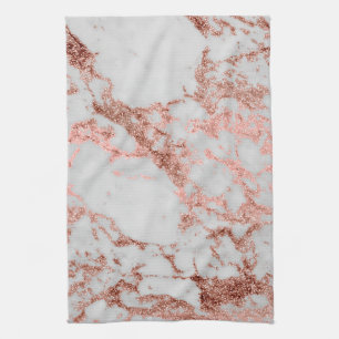 Modern Marble Rose Gold Glitter Kitchen Towel