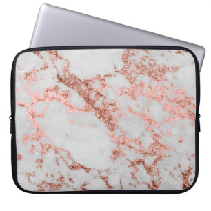 Modern Marble Rose Gold Glitter Laptop Sleeve