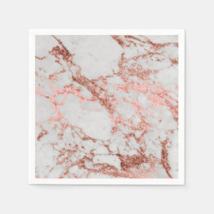 Modern Marble Rose Gold Glitter Napkin