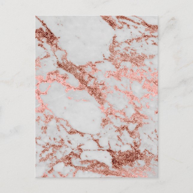 Modern Marble Rose Gold Glitter Postcard (Front)