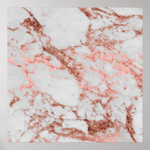 Modern Marble Rose Gold Glitter Poster