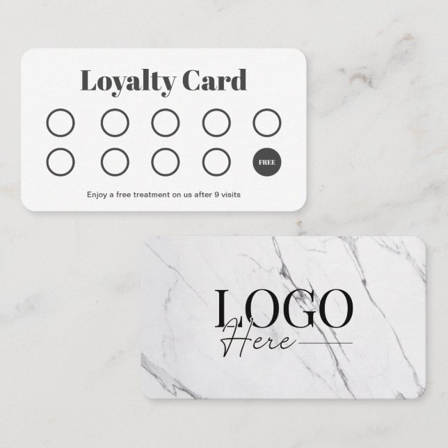 Modern Marble Salon Customer Loyalty Punch Card (Front/Back)