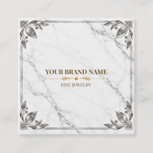 Modern Marble Silver Square Ring Display Card
