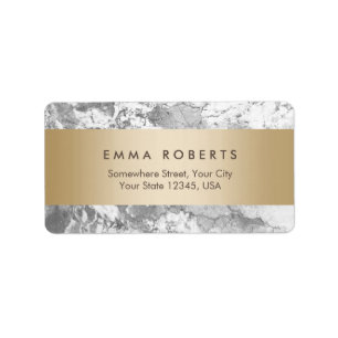 Modern Marble Stone Gold Striped Elegant Label