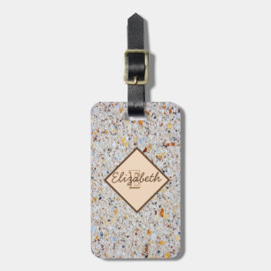 Modern Marble Stone Texture, Monogram-Personalized Luggage Tag