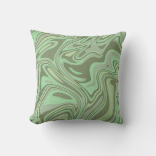 Modern Marble Watercolor Sage Green Throw Pillow
