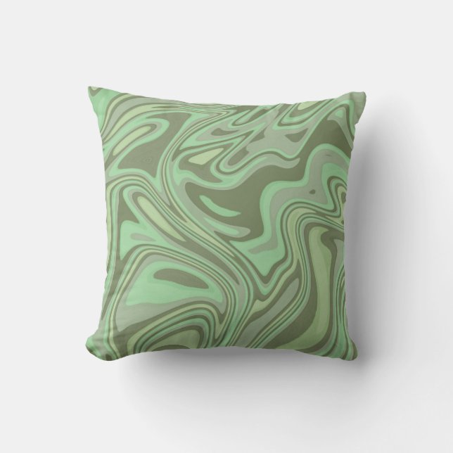 Modern Marble Watercolor Sage Green Throw Pillow (Front)