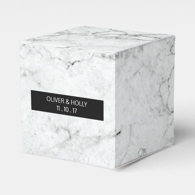 Modern marble wedding favour box (Front Side)