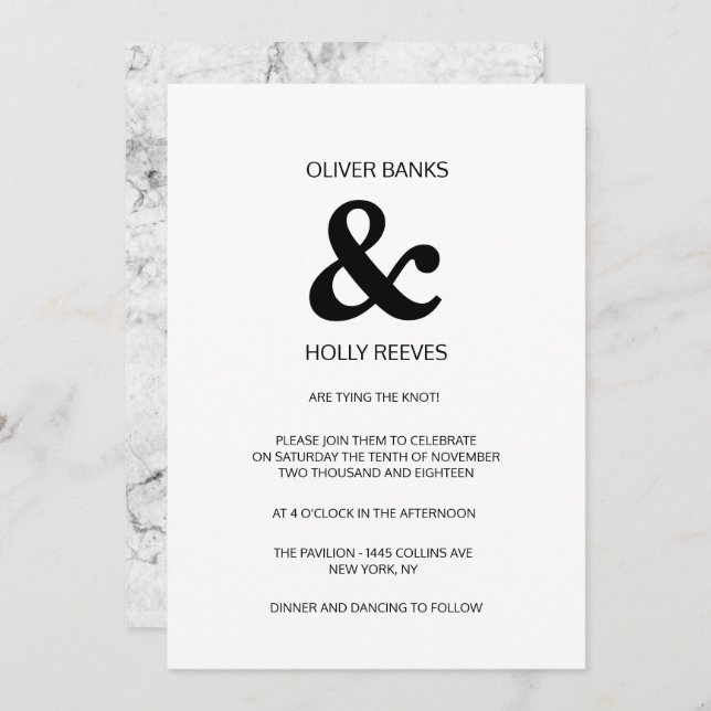 Modern marble wedding invitation (Front/Back)