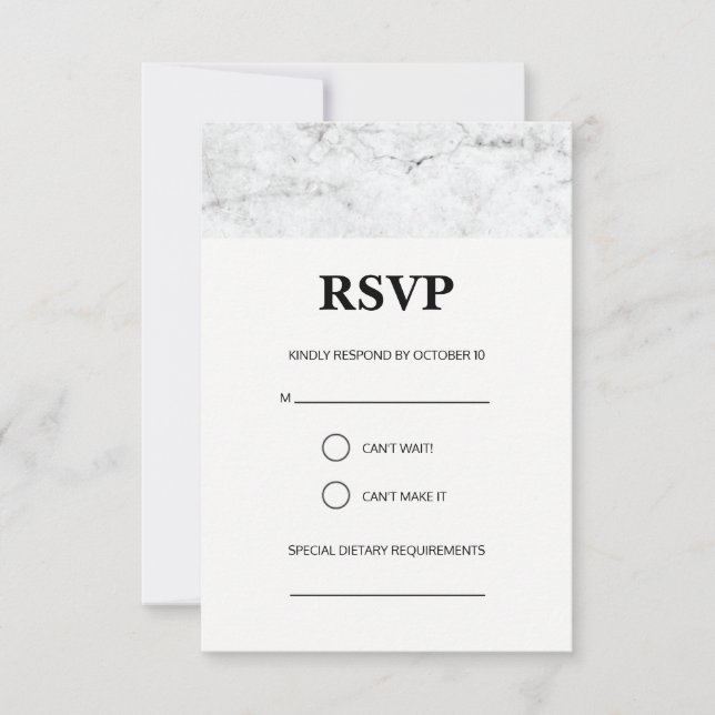 Modern marble wedding RSVP card (Front)
