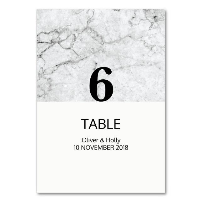 Modern marble wedding table number (Front)