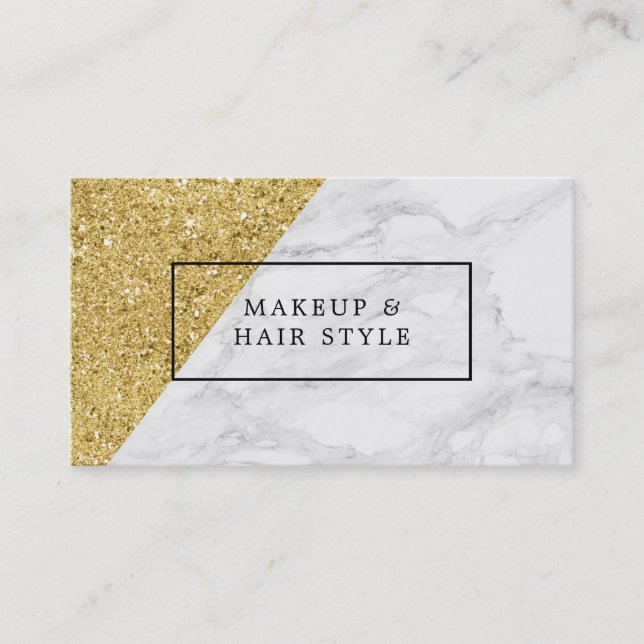 Modern Marble with Faux Gold Business Card (Front)