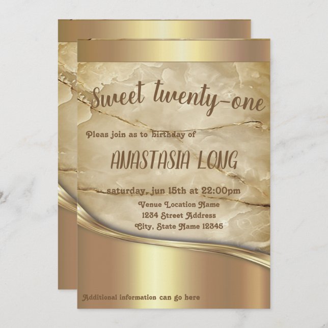 Modern Marble With Golden Details Save The Date (Front/Back)