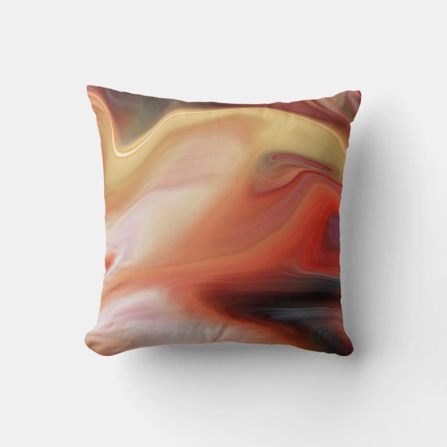 Modern Marbled Abstract | orange russet peach Throw Pillow (Front)