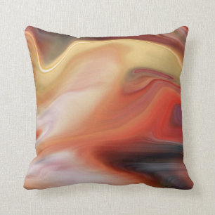 Modern Marbled Abstract   orange russet peach Throw Pillow