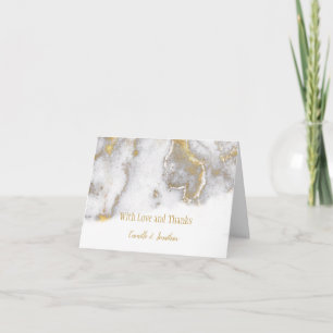 Modern Marbled Grey and Gold Thank You Card
