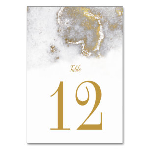 Modern Marbled Grey and Gold Wedding Table Cards