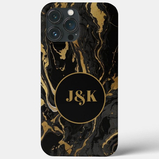 Modern Marbled Initial Monogrammed  Case-Mate iPhone Case (Back)