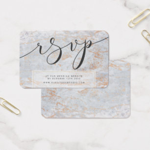 Modern Marbles Dusty Blue Copper RSVP Insert Cards