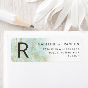 Modern Marbles in Ocean with Gold Return Address