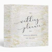 Modern Marbles in White Wedding Planner Binder