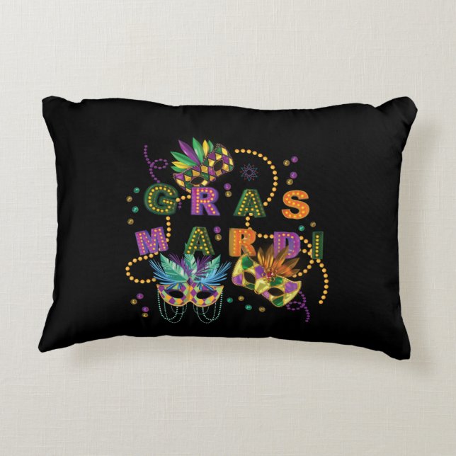 Modern Mardi Gras Accent Pillow (Back)