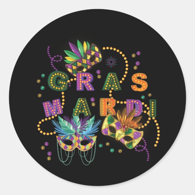 Modern Mardi Gras Classic Round Sticker (Front)