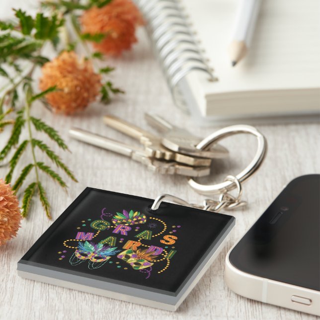 Modern Mardi Gras Keychain (Front Right)