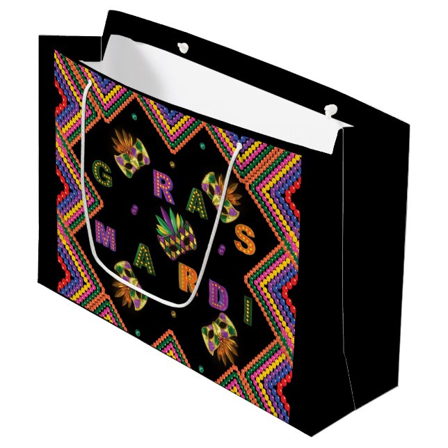 Modern Mardi Gras Large Gift Bag (Front Angled)