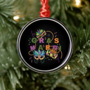 Modern Mardi Gras Metal Ornament
