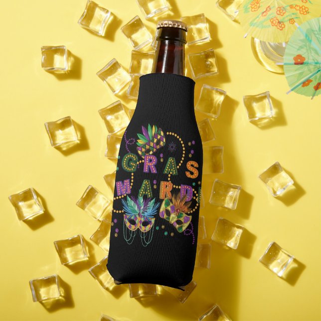 Modern Mardi Gras Pattern Bottle Cooler (In Situ Summer)