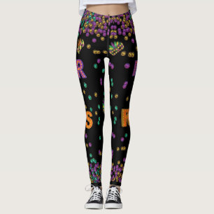 Modern Mardi Gras Pattern Leggings