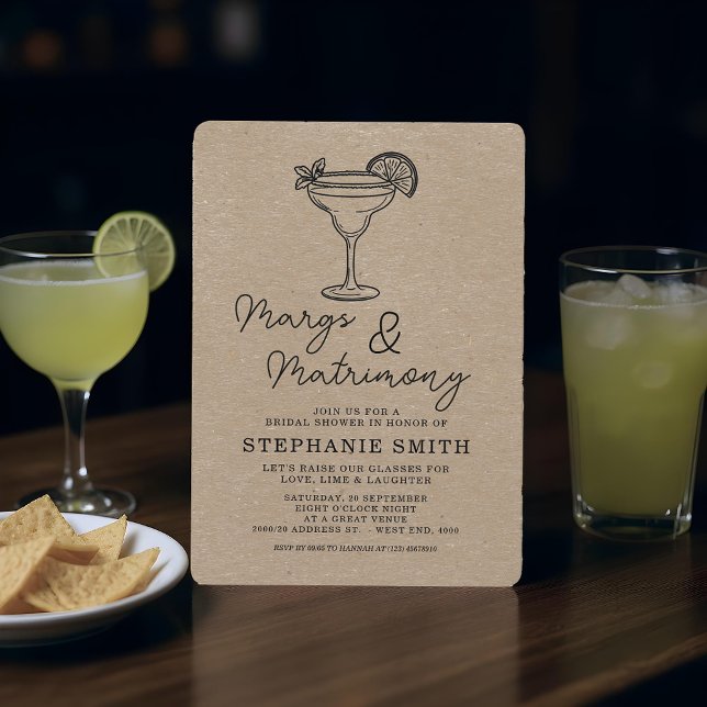Modern Margs and Matrimony Bridal Shower  Invitation (Creator Uploaded)