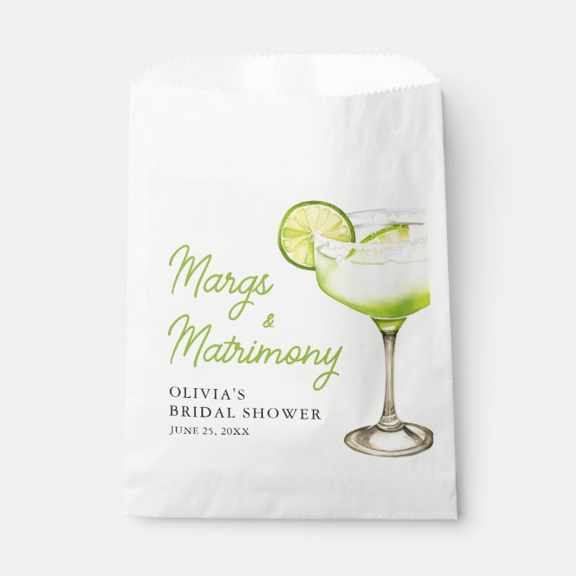 Modern Margs & Matrimony Cocktail Bridal Shower Favour Bag (Front)