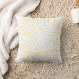 Modern Marigold Yellow Sunburst Dash Abstract Geom Throw Pillow