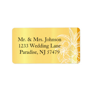 Modern Marigold Yellow & White Floral Stamp Label