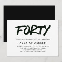 Modern Marker | Black and White Fortieth Birthday