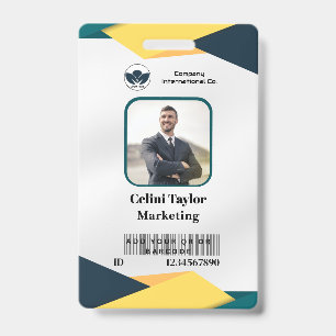 Modern Marketing Portrait ID Card (Green & Yellow) Badge