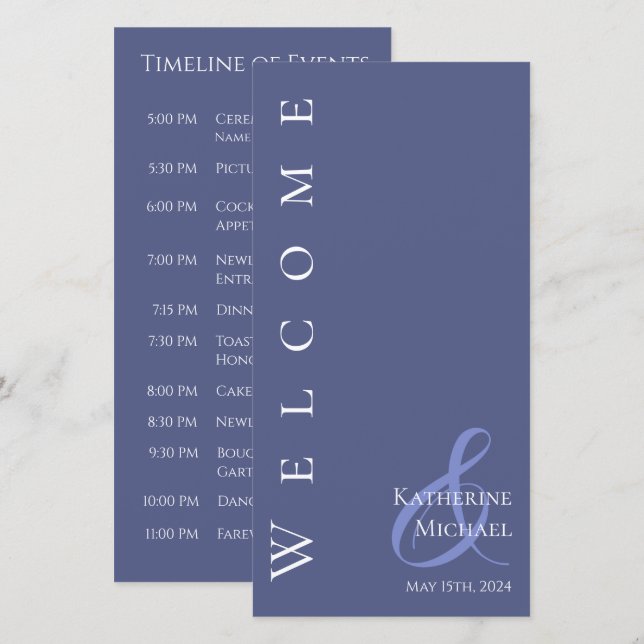Modern Marlin Blue and White-Wedding Program- (Front/Back)