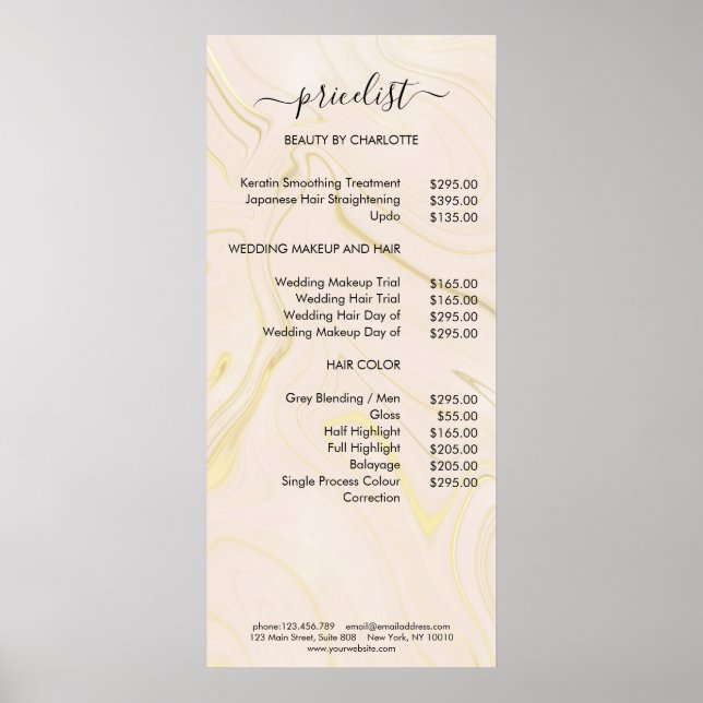 Modern Marmor Style Pricelist Poster (Front)