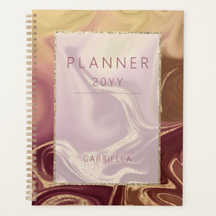 Modern Maroon Mauve & Gold Abstract Planner
