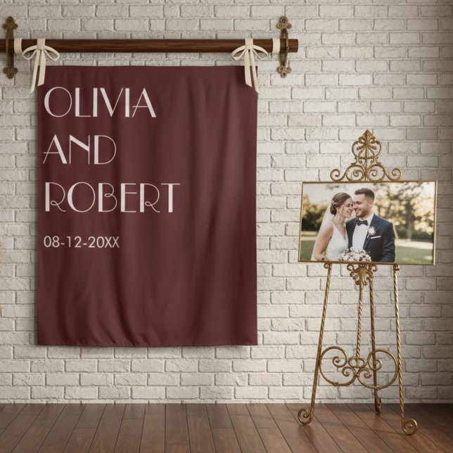 Modern maroon pale pink esthetic wedding backdrop tapestry (Creator Uploaded)