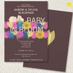 Modern Maroon Riso Print Floral Baby Shower Invitation