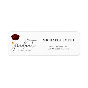 Modern Maroon Script Graduation Return Address