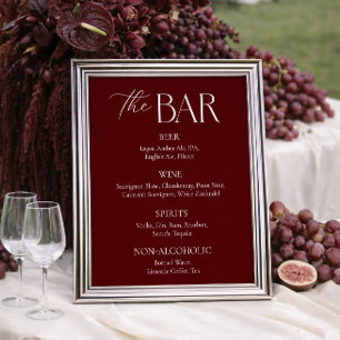 Modern Maroon Wedding Bar Poster