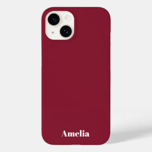 modern maroon white script Personalized Name Case-Mate iPhone 14 Case